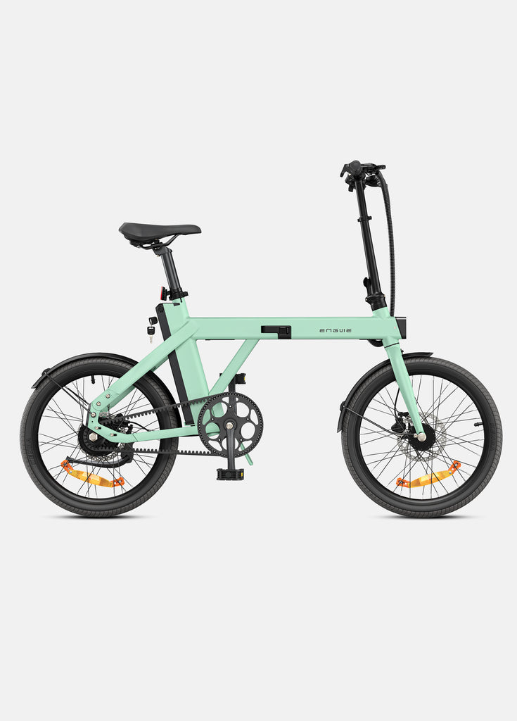 a green engwe p20 folding electric bike