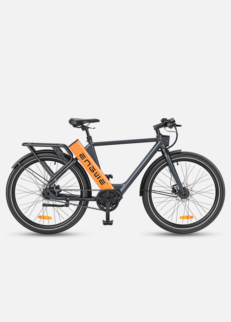 a black-orange engwe p275 pro electric city bike
