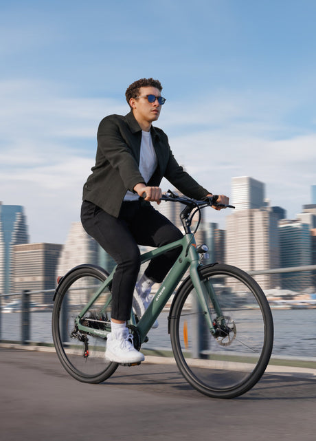 a man riding on ENGWE MapFour N1 Air carbon e bike