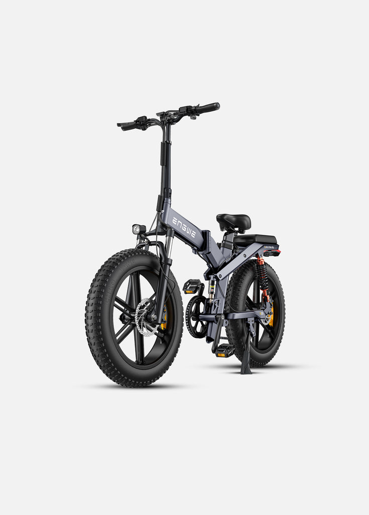a gray engwe x20 electric folding bike