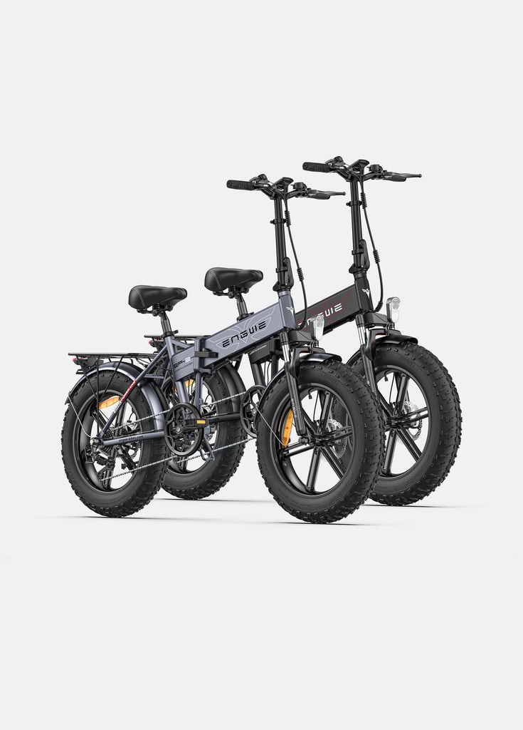 a grey engwe ep-2 pro and 1 black engwe ep-2 pro ebikes
