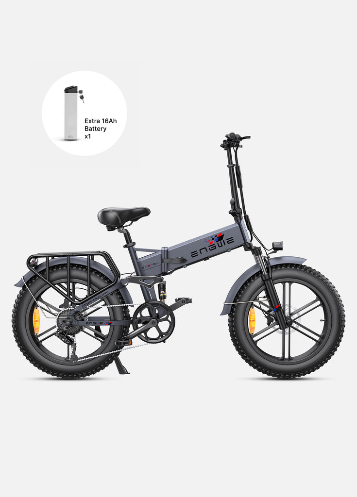 a grey engwe engine pro ebike and an extra battery