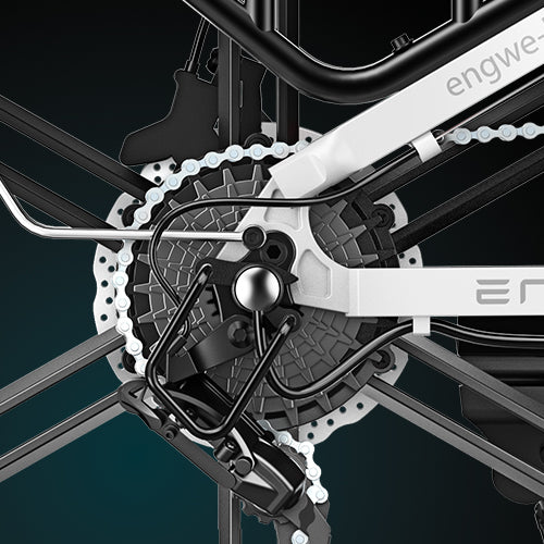 Engwe Engine X Foldable Electric Bike(bike to work scheme/cycle to work scheme) - SHIMANO 7-speed<BR>A SHIMANO derailleur delivers rellable, effortless, and accurate gear shifting on any terrain or gradient.