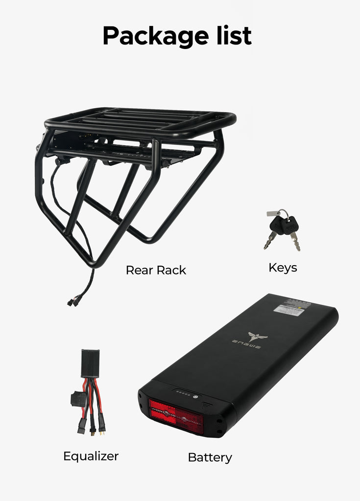 the engwe rear rack battery package list