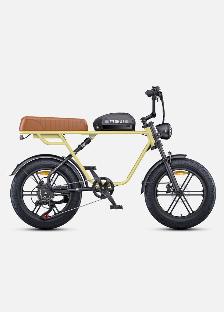 a yellow engwe m1 e fat bike