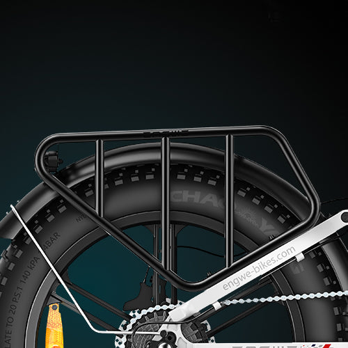 Engwe Engine X Foldable Electric Bike(bike to work scheme/cycle to work scheme) - Rear Rack<BR>The durable rear rack provides a safe and convenient way of transporting your belongings and can be extended for additional loading space.