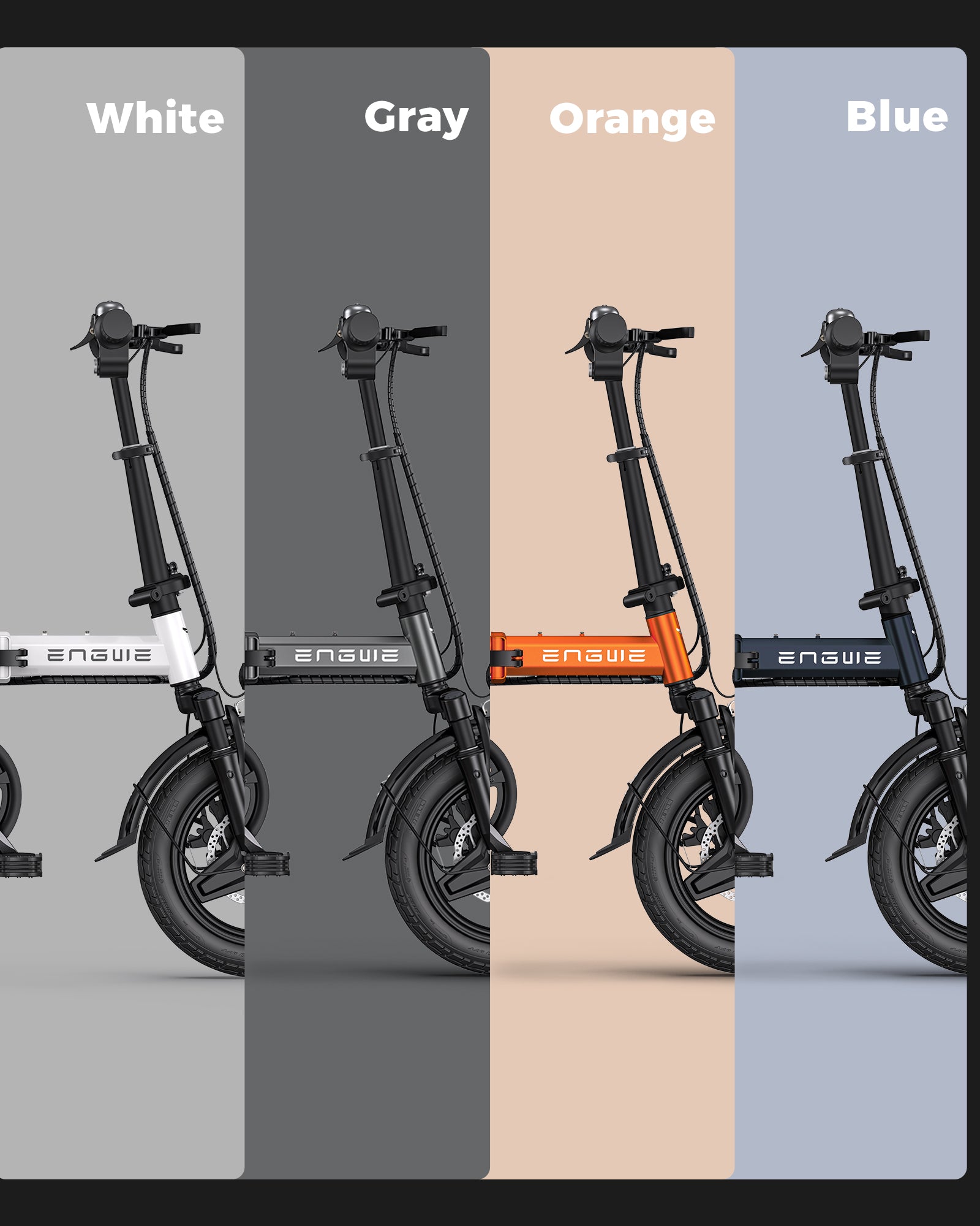 ENGWE Bicicletas eléctricas plegables T14 para adultos y adolescentes, 350  W, 19.2 MPH, 14 pulgadas, neumático grueso, mini bicicleta eléctrica urbana