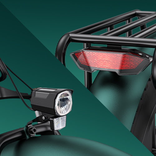 ENGWE ENGINE PRO 2.0 Folding E-bike (bike to work scheme/cycle to work scheme) - High-Brightness Headlight and Taillight<br> The bright LED headlight ensures that the road ahead is well-lit, while the rear tail light ensures visibility to others on the road.