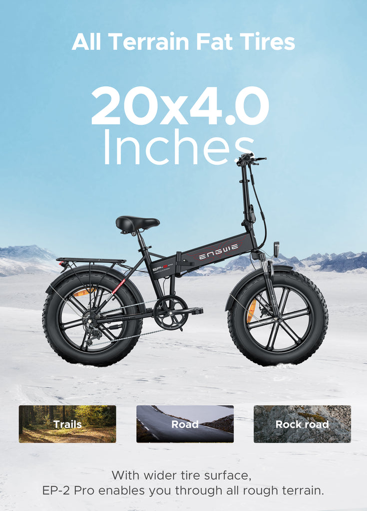 engwe ep-2 pro's 20*4.0-inch fat tires