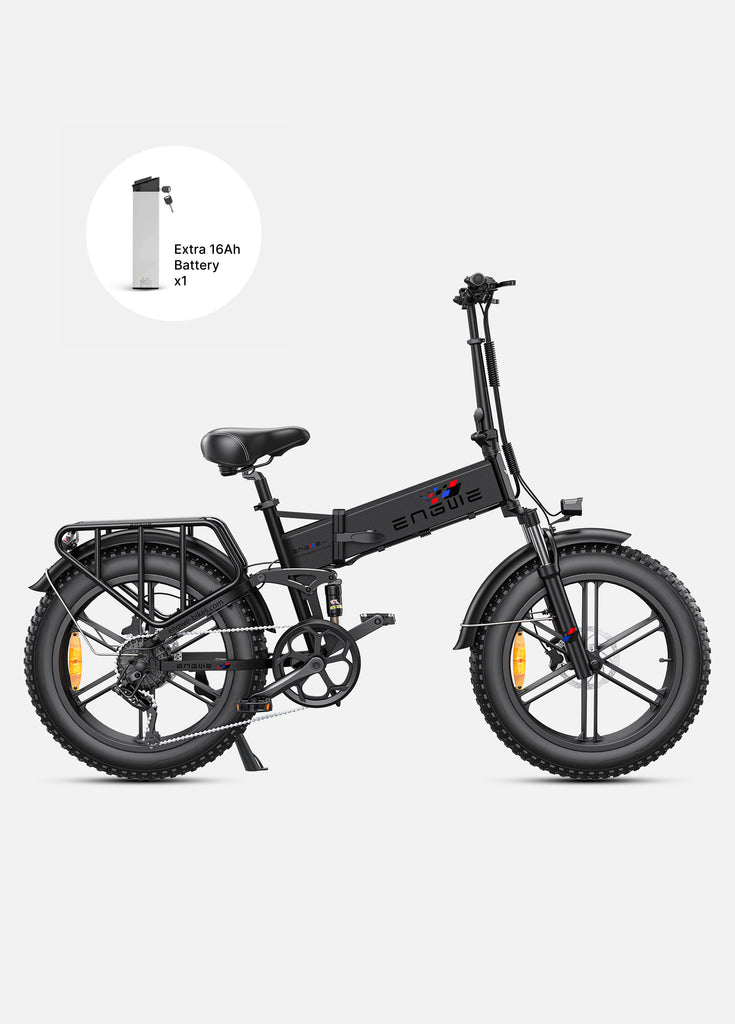 a black engwe engine pro ebike and an extra battery