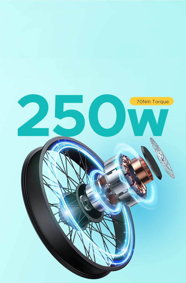 ENGWE E26 Fat Tyre Electric Bike (bike to work scheme/cycle to work scheme) - Powerful Hub-Motor with High Torque<br>70Nm of torque provides all you need to conquer any obstacle