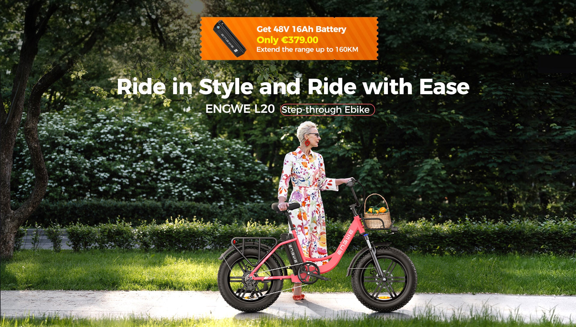 Engwe L20 Step-thru E Fatbike | 50Nm Torque 140KM Range - ENGWE EU