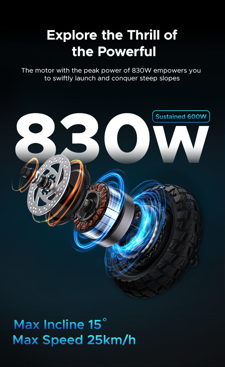 ENGWE Y600 Electric Scooter (bike to work scheme/cycle to work scheme) - Explore the Thrill of the Powerful<br>The motor with the peak power of 830W empowers you to swiftly launch and conquer steep slopes