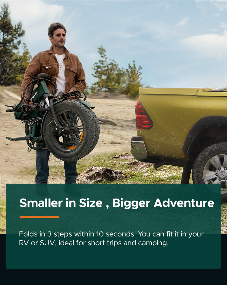 ENGWE ENGINE PRO 2.0 Folding E-bike (bike to work scheme/cycle to work scheme) - Smaller in Size, Bigger Adventure<br> Folds in 3 steps within 10 seconds. You can fit it in your RV or SUV, ideal for short trips and camping.