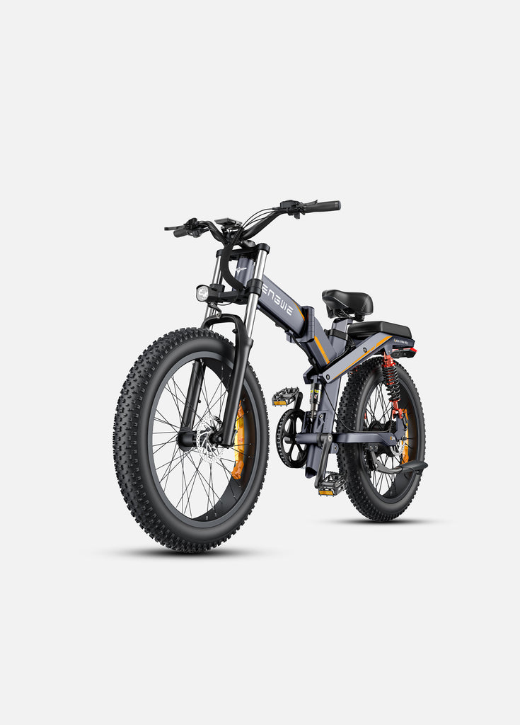 a gray engwe x24 foldable electric bicycle