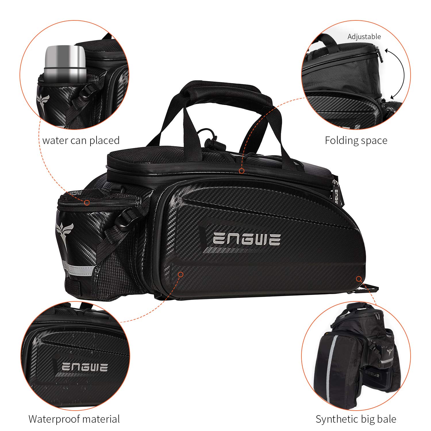 Large Capacity Engwe Waterproof Rack Bag 17-35L | Engwe®